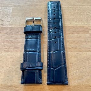 Alligator Grain Leather Watch Bands 22mm Navy Blue
